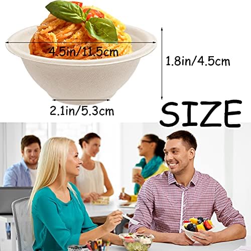 100 Pack Compostable 8 oz Paper Bowls,Small Natural Disposable Paper Bowls