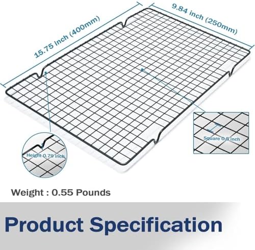 VNIMTI 2 Pack Cooling Rack for Baking Cooking, 16" x 10" Squares Wire Racks