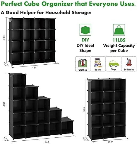 C&AHOME 16 Cube Storage Organizer Cube Shelves Units Storage Cubes, Black