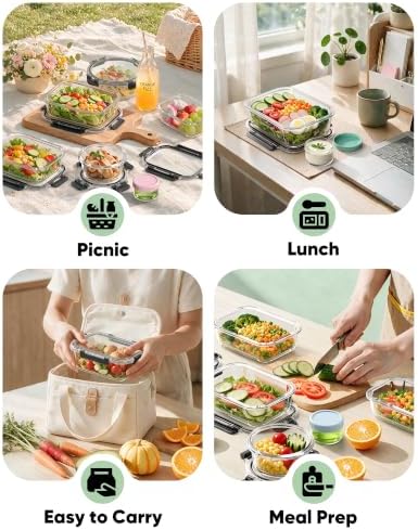 BiuLeon 40 PCS Glass Food Storage Containers with Lids, BPA-Free