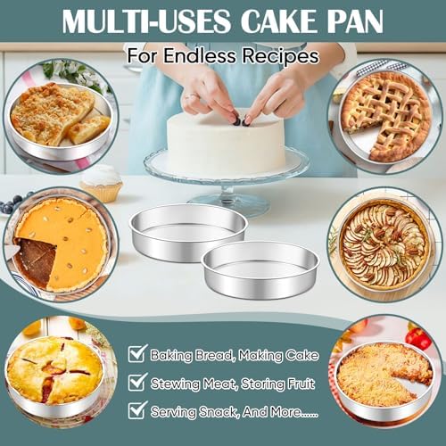 TeamFar 9 Inch Cake Pan, Stainless Steel Round Layer Cake Baking Pan