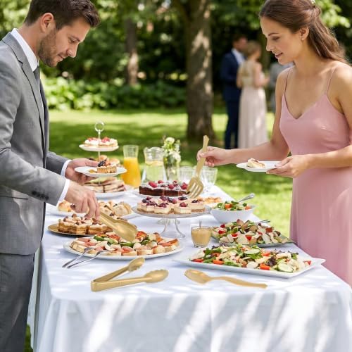 24Pc Gold Plastic Serving Utensils Set,Disposable Serving Spoons for Buffet