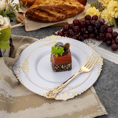 90PCS Gold Plastic Silverware Elegant for Parties Family Dinners