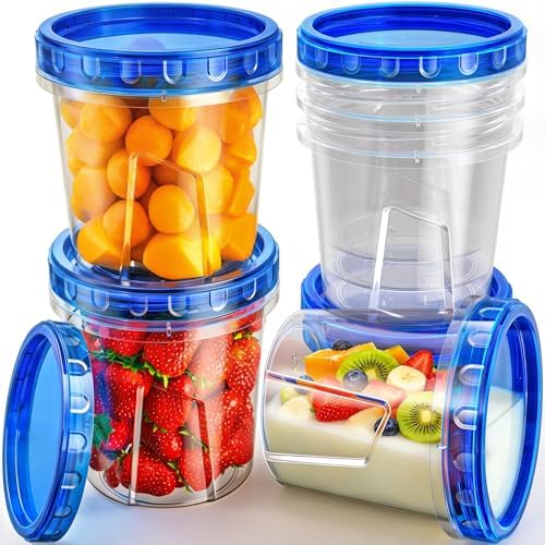 HOMETALL Freezer Storage Containers, [6 Pack-24 Oz] Airtight Plastic