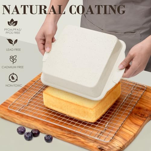 Baking Pans Set Nonstick, Stackable Bakeware Sets with Silicone Handles, AIVIKI 22 Pieces Oven Pan for Cooking Including Baking Cookie Sheet with Rack, Roast Pan, Cake Pan, Loaf Pan, Muffin Pan, Cream