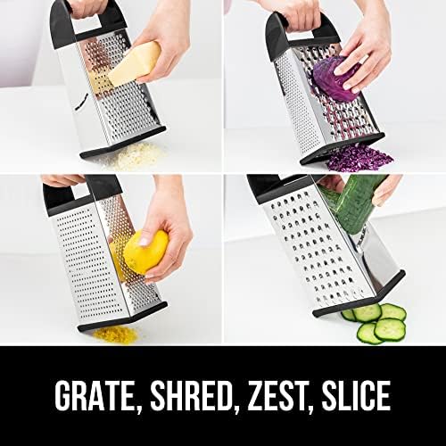 GORILLA GRIP® XL 4-Sided Stainless Steel BPA-Free Cheese Grater, Black