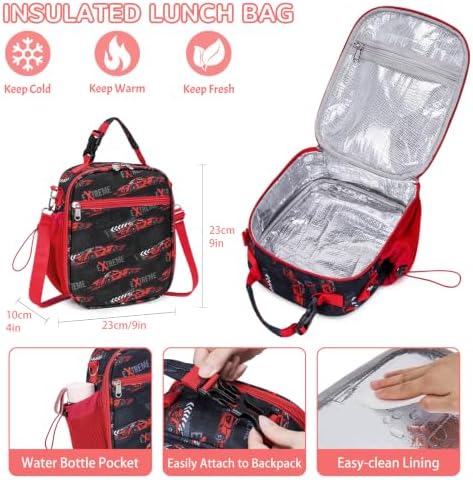 Kids Bento Lunch Box with Food Jar, Water Bottle, Lunch Bag, Car