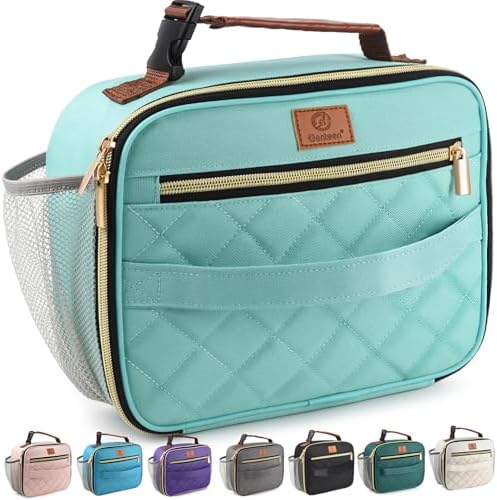 Genteen Lunch Box for Kids, Boys - Insulated Small LunchBox Reusable, Zip Closure & Buckle Handle, Portable Cooler for Work, School, Travel (Light Green)