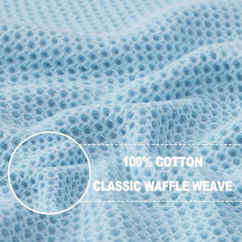 Homaxy 100% Cotton Waffle Weave Kitchen Dish Cloths 8-Pack, Sky Blue