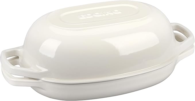 Enameled Cast Iron Oval Dutch Oven Pot with Lid, Dutch Oven for Sourdough Bread Baking, Bread Oven, Bread Dutch Oven, Oval Bread Pan, 5qt, White