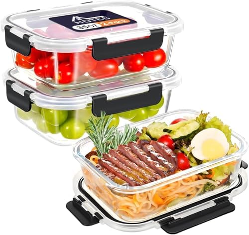 HOTEC 2-Pack 35OZ Glass Food Storage Container