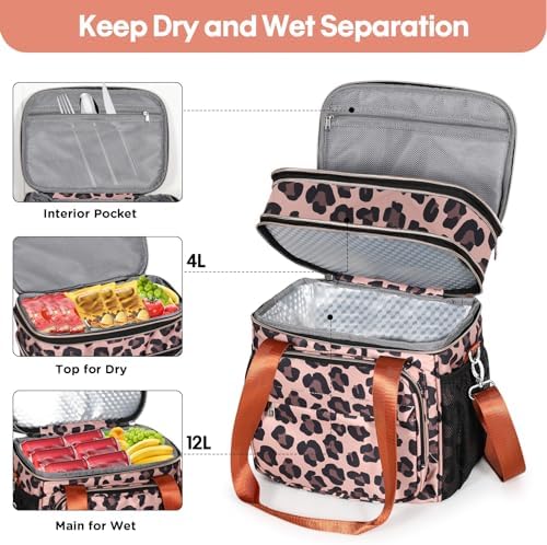 GLENKEY Expandable Lunch Box Insulated Leakproof Cooler Bag Work Outdoor