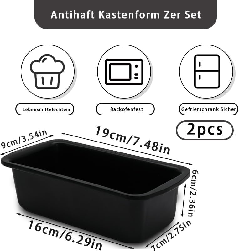 2PCS Small Loaf Pan for Baking Bread, 1lb Bread Loaf Tin, 7.5 x 3.5 x 2.4 inch Banana Bread Pans, Non-Stick Meatloaf Pan, Rectangular Bread & Loaf Tins for Ovens Air Fryer (Pack of 2)