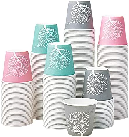 LITOPAK 300 Pack 3 oz Paper Cups, Colorful Disposable Mouthwash Cups 3 oz