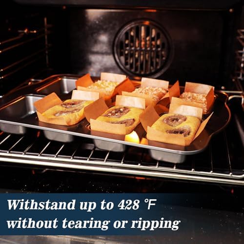 Webake 300pcs Unbleached Parchment Paper Mini Loaf Pan Liners Compatible with Wilton Mini Loaf Pan, Original Precut, Non Toxic Baking Paper for Banana Bread