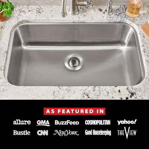 Kitchen SinkShroom Revolutionary Clog-Free Stainless Steel Sink Strainer, Black, 1-(Pack)