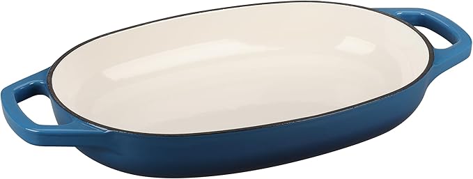 Enameled Cast Iron Oval Dutch Oven Pot with Lid, Dutch Oven for Sourdough Bread Baking, Bread Oven, Bread Dutch Oven, Oval Bread Pan, 5qt, Lake Blue