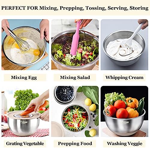 Wildone Mixing Bowls with Airtight Lids, Stainless Steel Mixing Bowls Set