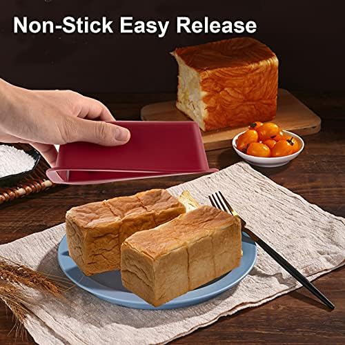 Nalchios Silicone Mini Loaf Pan Set of 4, Non-Stick Easy Release Rectangle Cake Pan for Baking Bread, Flexible BPA Free Baking Mold and Bread Mold, Toast Pan, Brownie Loaf Pan, Cake Mold