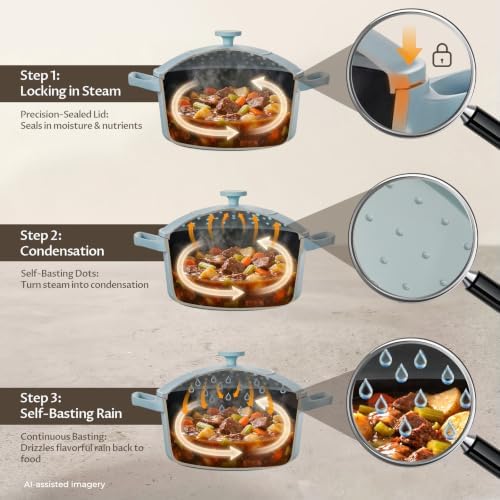 BEZIA 5.7 QT Lightweight Ceramic Nonstick Dutch Oven with Lid, Stock Pot