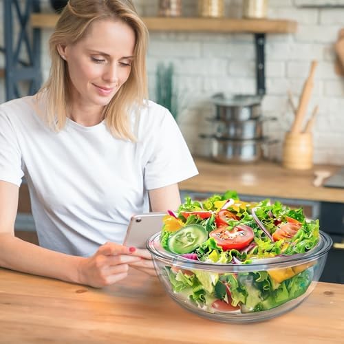 6.3 Qt Large Glass Mixing Bowl,11-1/2" Clear Glass Salad Cooking Bowls