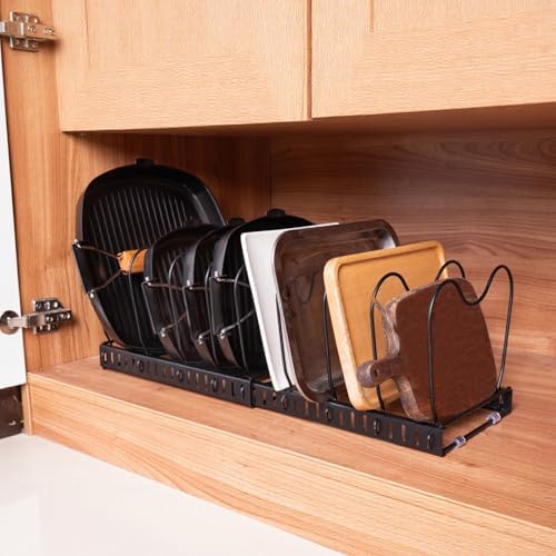 FrutPunch Pots and Pans Organizer,with 10 Adjustable Partitions
