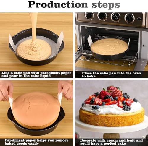 HUAKENER 3 Pcs 8 Inch Round Cake Pans with 100 Pieces Parchment Paper