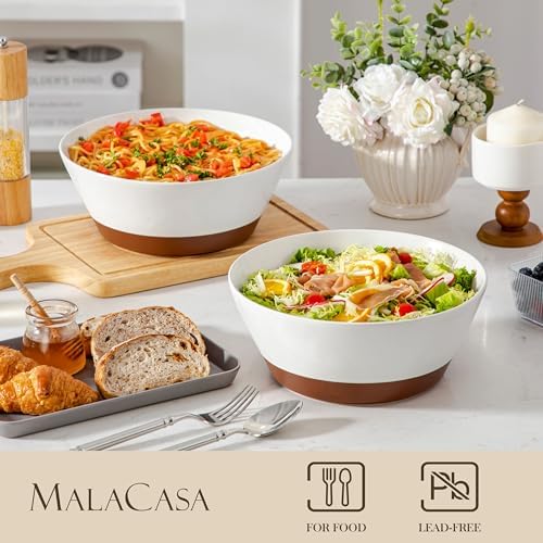 MALACASA Serving Bowls, 105oz Large Salad Bowls for Party, Entertaining