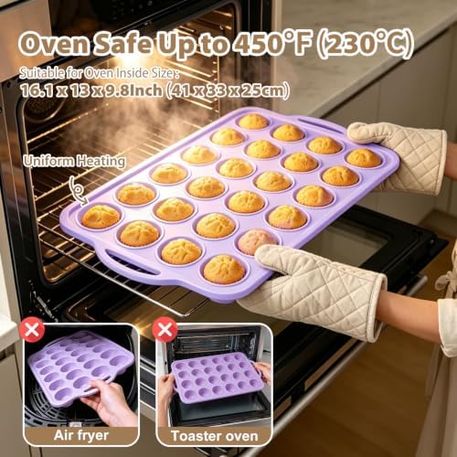 Mini Silicone Muffin Pan with Frame Non Stick Cupcake Tin Baking Mold