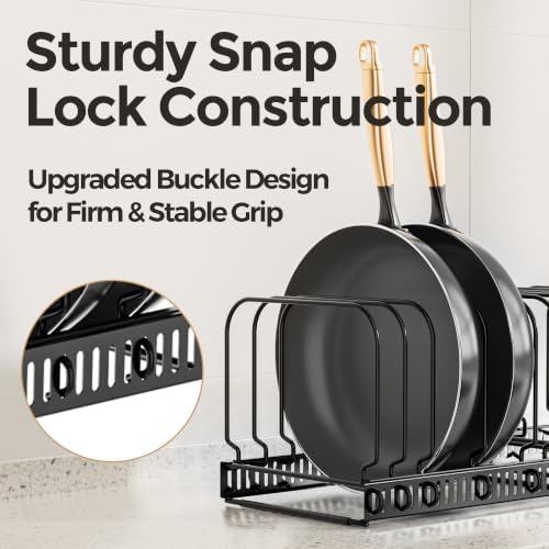 MUDEELA Expandable Cutting Board Organizer Pot Lids Rack 15 Dividers 2-Pack