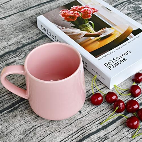 Bosmarlin Glossy Ceramic Coffee Mugs Set of 2, Tea Cup for Office and Home, 18 oz, Suitable for Dishwasher and Microwave(Pink, 2)