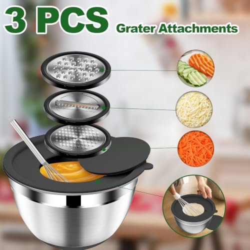 DUTZUN Kitchen Appliances, Large Mixing Bowls with Lids Set & Colander