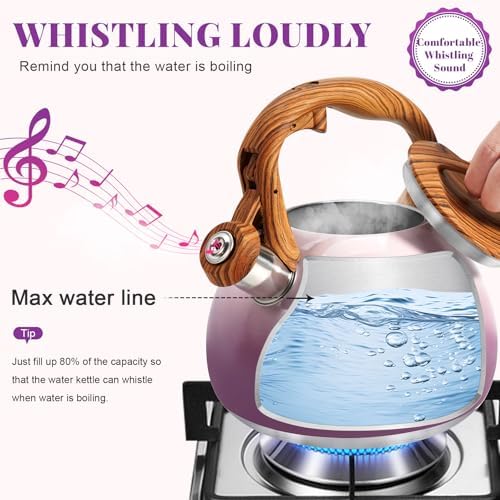 GGC Whistling Tea Kettle for Stove Top, 3.2QT/3L Stainless Steel Tea Kettle