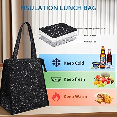 iknoe 9L Insulated Lunch Bag for Men & Women, Leak-Resistant Brightblack