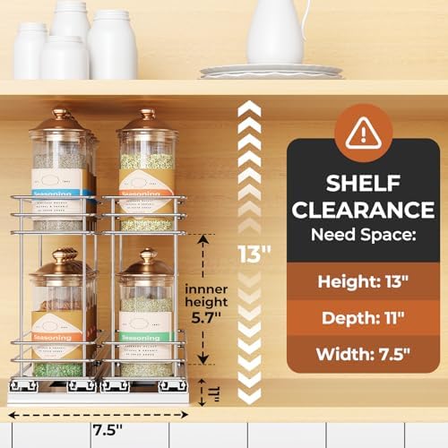 Mystozer Pull Out Spice Rack Organizer for Cabinet, Slide Out Spice Racks