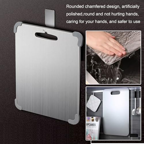 Titanium Cutting Board, 2026 New Upgrade 100% Pure Titanium Cutting Boards for Kitchen, Latest Thickened Version Thickness 0.06IN, Double-Sided Available Belt Guard Angle(15.7IN X 14.1IN）