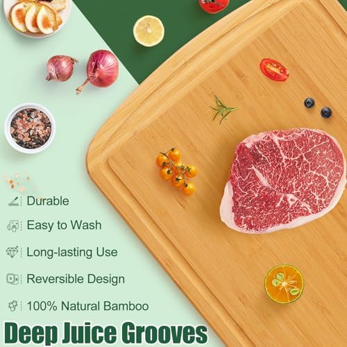 Homaxy Extra Large Bamboo Cutting Boards for Kitchen, 18x12.5", Two-Tone
