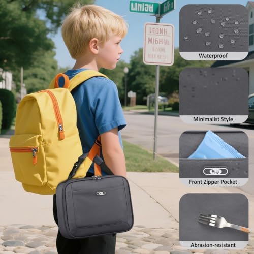 Tenot Lunch Box Kids Insulated Lunch Tote Bag Grey