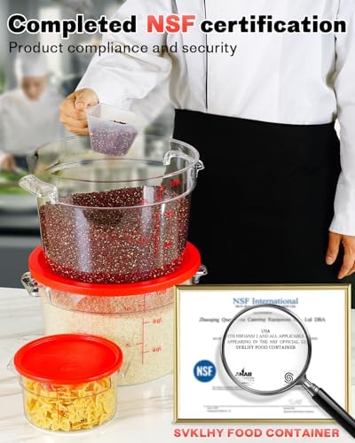 2QT&4QT 4PCS NSF Commercial Clear Food Storage Containers with Lids(RED)