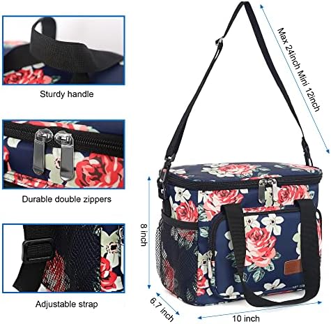 Femuar Lunch Bags for Women/Men, Insulated Lunch Bag for Work Office Picnic - Large Lunch Cooler Bag Leakproof Lunch Box with Adjustable Shoulder Strap for Adults - Floral