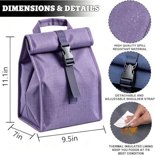 ZM-YOUTOO Insulated Foldable Lunch Bag- Lightweight Portable with Adjustable Shoulder Strap Lunch Box for Men, Women, Office, Work, Picnic, Hiking and Beach (Denim Blue(Hard Fabric))
