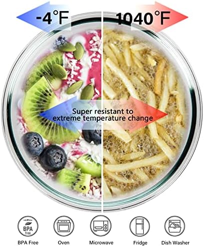 WhiteRhino Glass Mixing Bowl with Lids Set of 4,(1qt,1.5qt,2.5qt,3.7qt) Large Salad Bowl,Space-Saving Stacking Bowl for Kitchen Food Storage,Glass bowl for Cooking,Baking