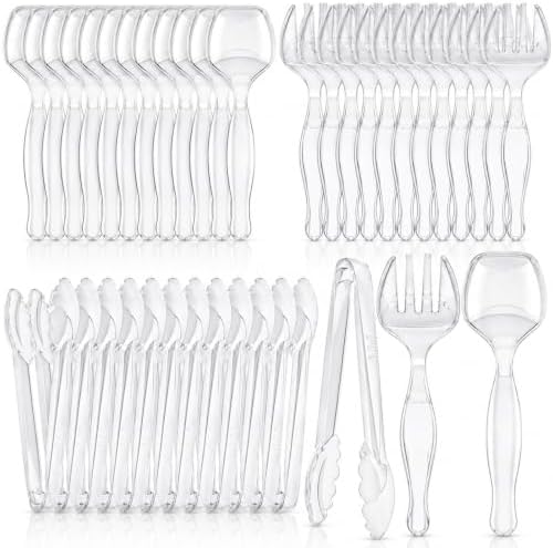 36Pcs Disposable Plastic Serving Utensils Set (Clear)