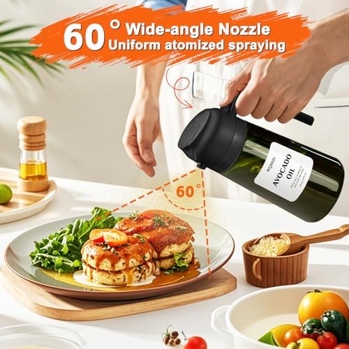 Olive Oil Sprayer for Cooking, 16oz Glass 2 in 1 Oil Dispenser Bottle