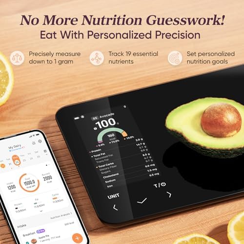 Cosori Smart Food Scale with Nutritional Calculator, USB Rechargeable, 11lb