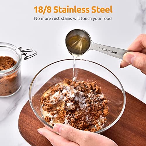 U-Taste 18/8 Stainless Steel Measuring Spoons Set of 6, Teaspoon Tablespoon