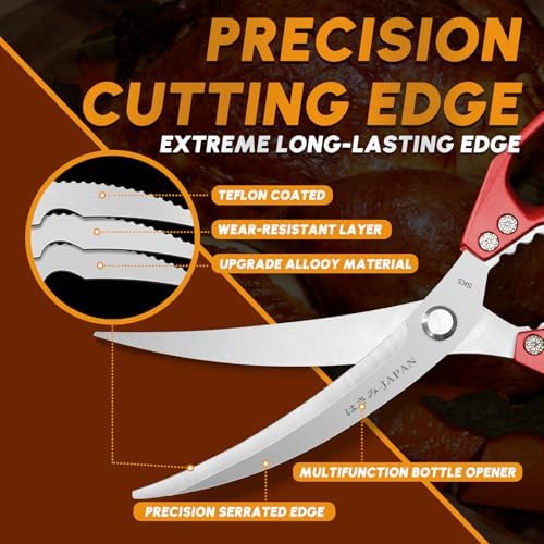 HUUSK Kitchen Shears Heavy Duty - Japanese Kitchen Scissors all Purpose
