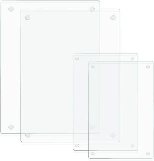 Tempered Glass Cutting Board for Kitchen, Clear Glass Board for Countertop, with Non-Slip Feet, Heat Resistant, Large Size 12x16" 2Pcs, Small Size 12x8" 2Pcs
