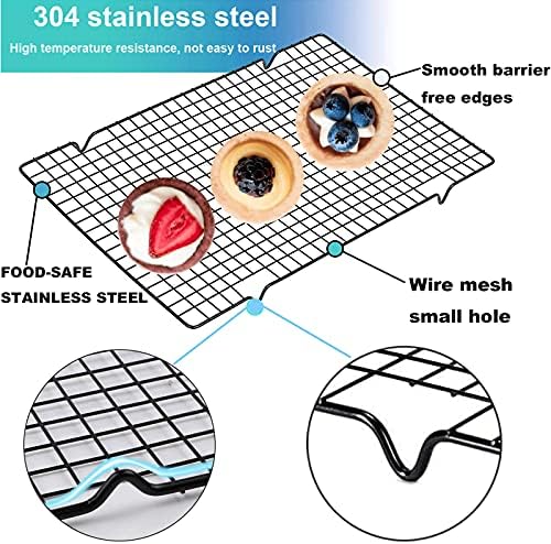 Cooling Racks,Baking Rack Tray Non-Stick Pan Stainless Steel Cake Cooling Wire Roasting Rack for Biscuit Pizza Bread Cake Baking(2pack-11.02 inch)
