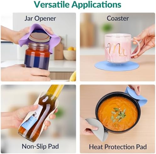 NiHome Silicone Jar Opener Gripper Pads, 6 in for Seniors, Morandi, 4PC